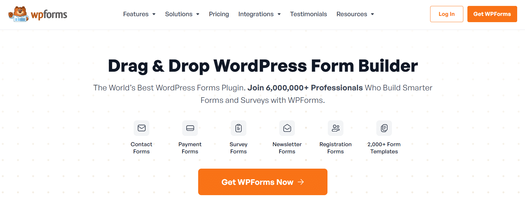 WP Forms homepage