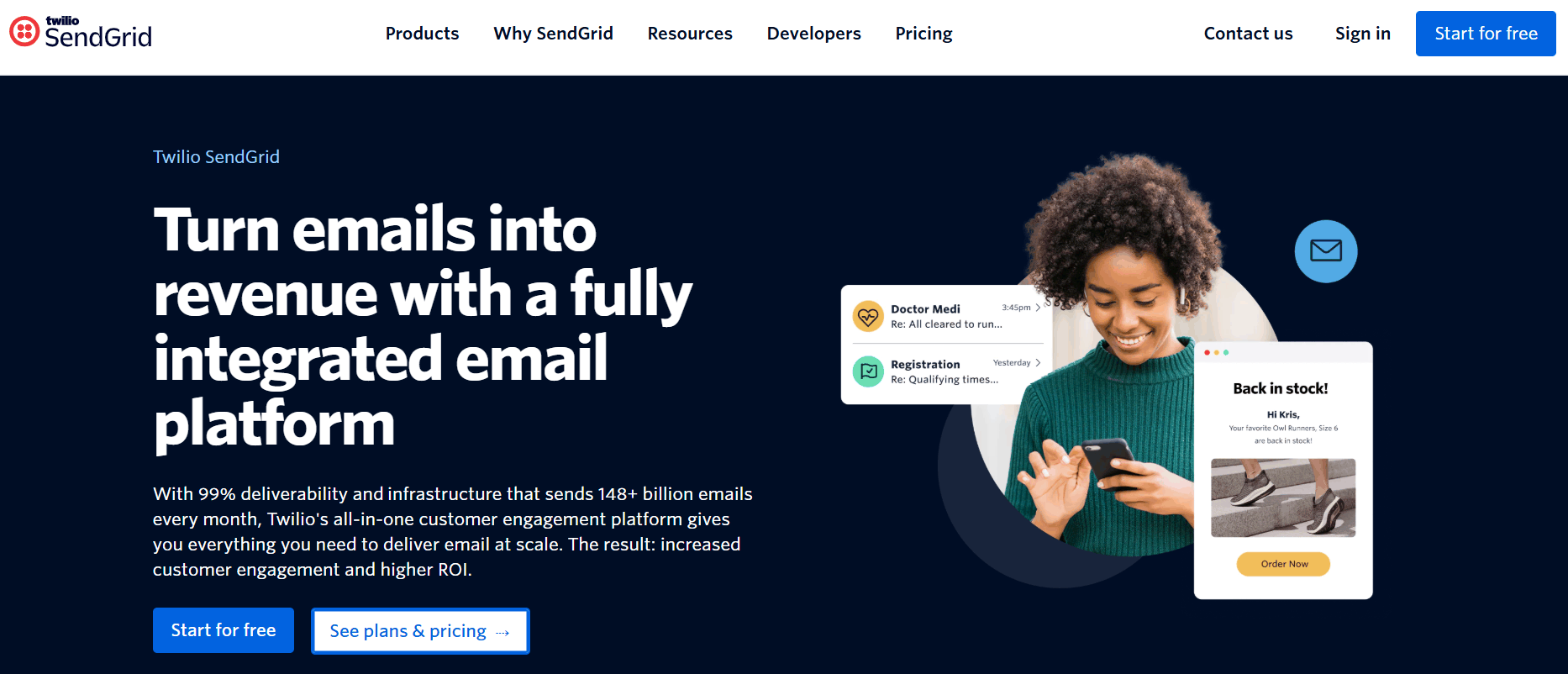 SendGrid homepage