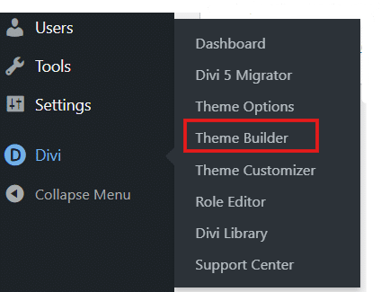 Accessing Divi's Theme Builder