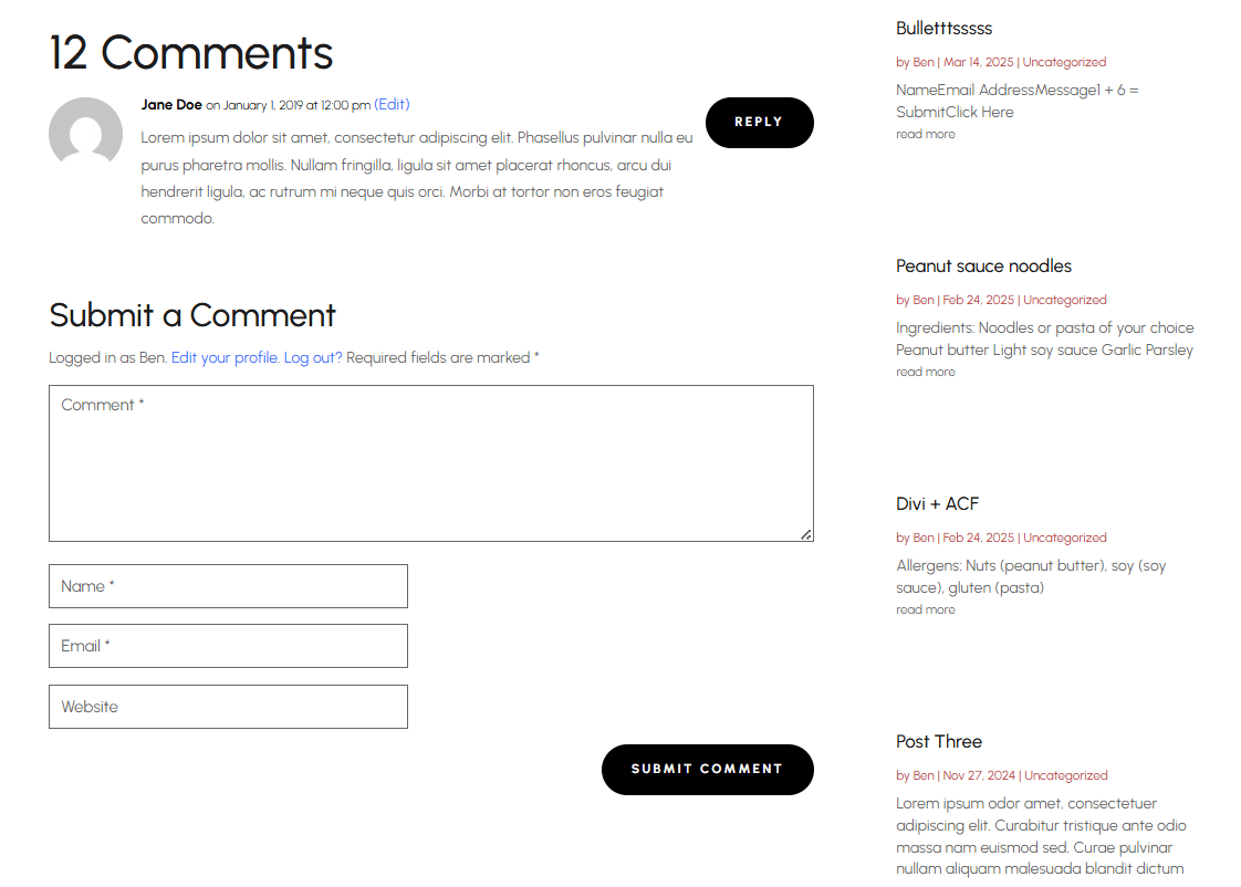Divi Comments module