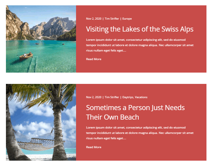 Divi Bricks Blog Layout example 3