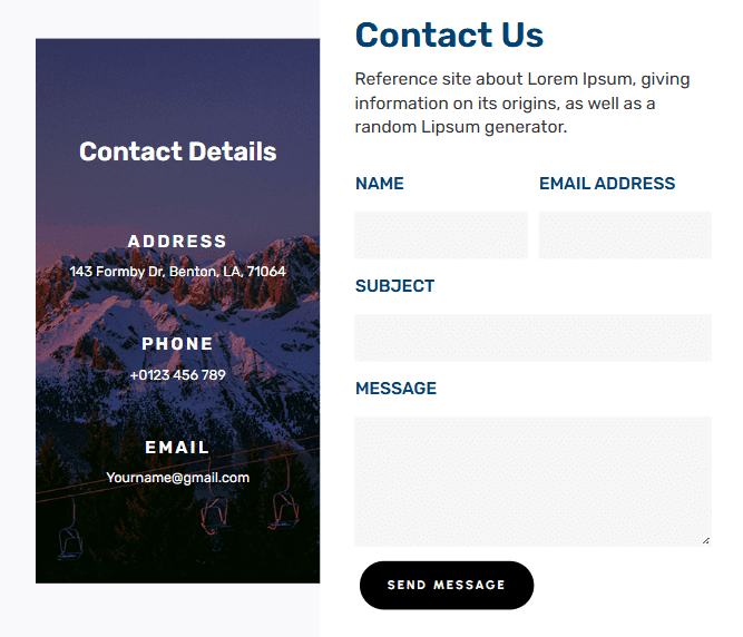 Divi Bricks’ contact form example