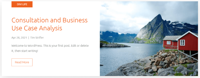 Divi Bricks’ sample blog layout