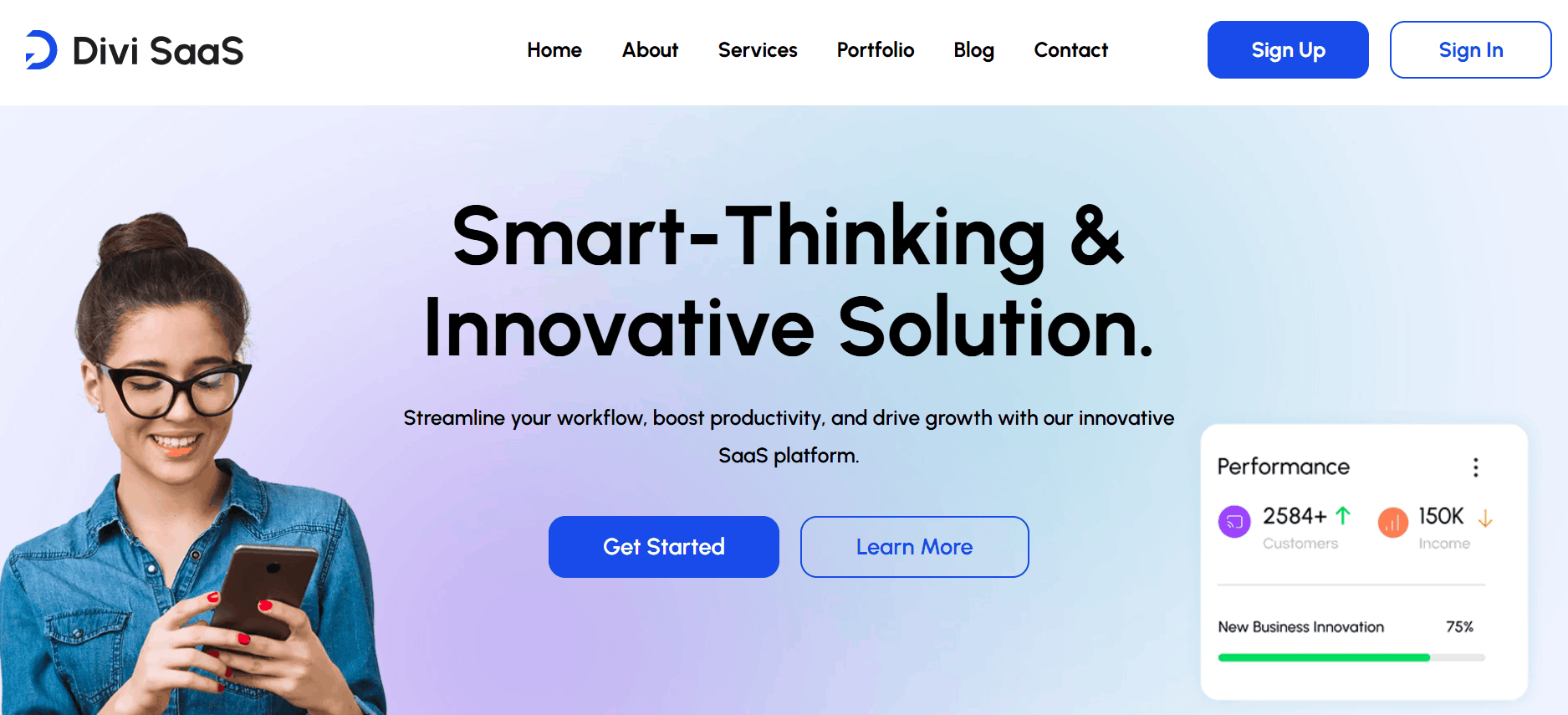 Divi SaaS child theme homepage