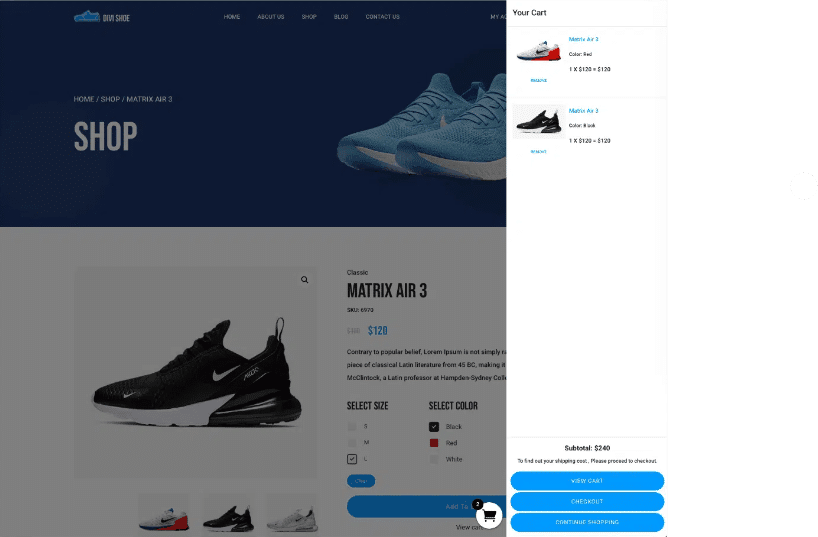 Divi Side Cart example