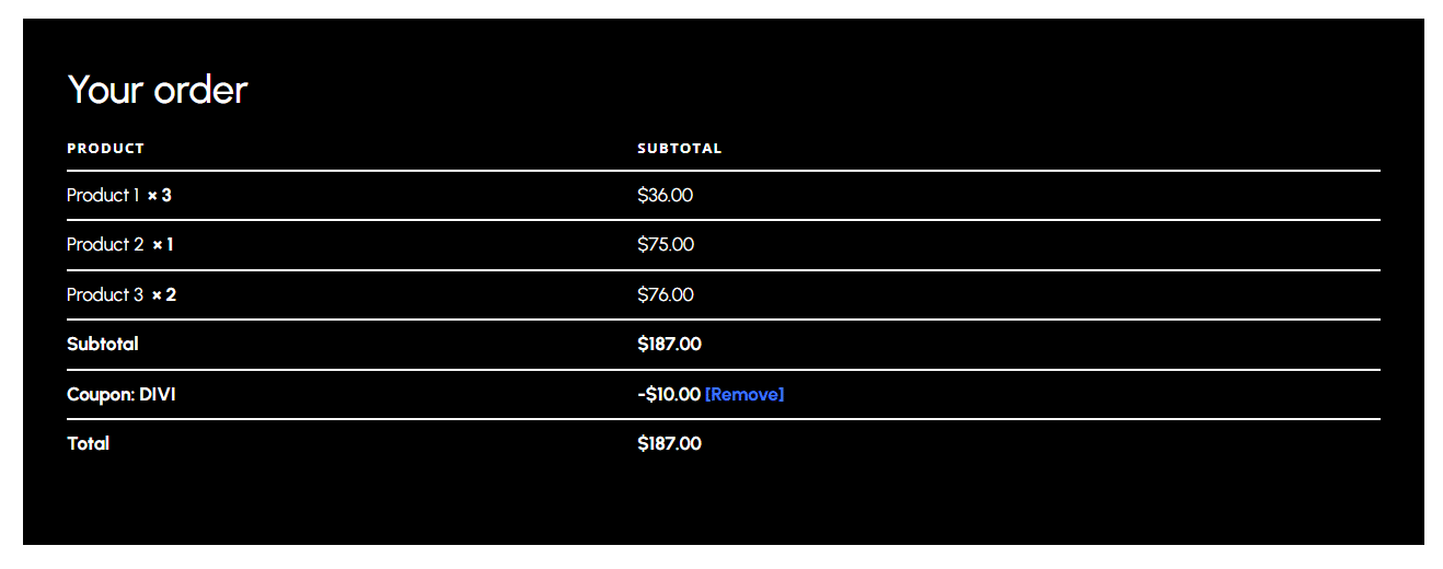 Divi's Woo Checkout Details Module