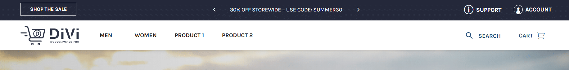 Divi WooCommerce Pro theme builder header