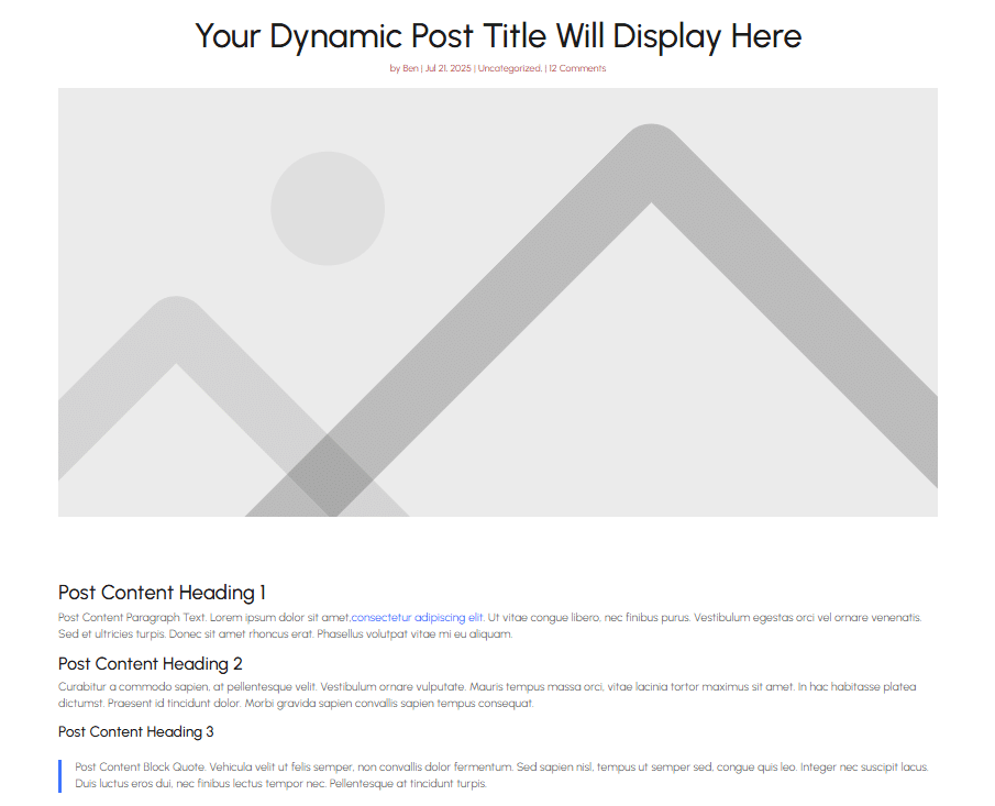 Blog template for dynamic content
