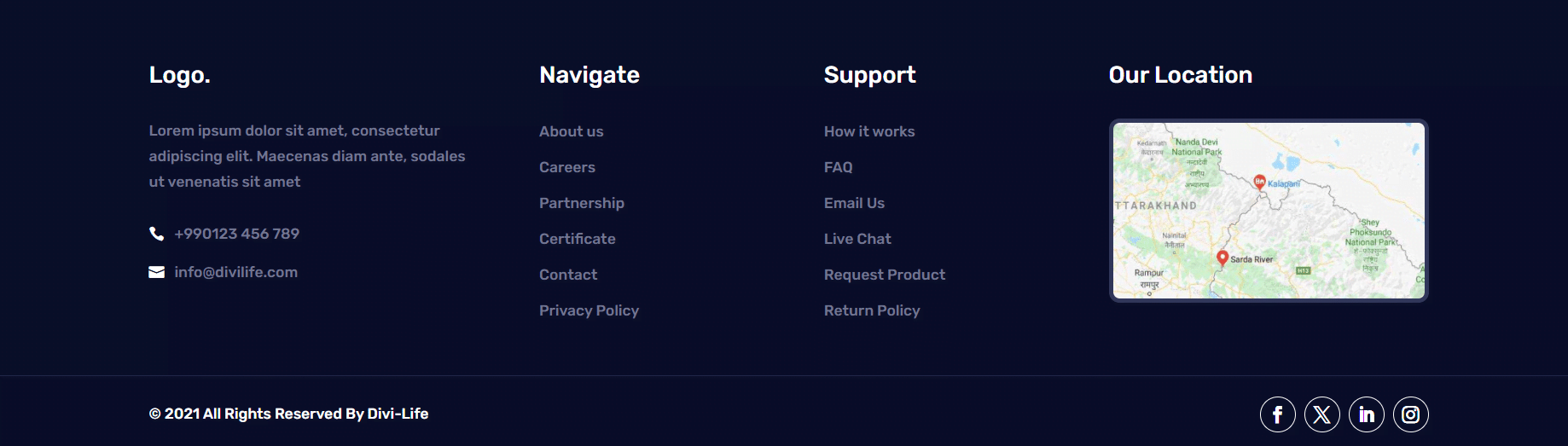 Divi Bricks footer layout example 2