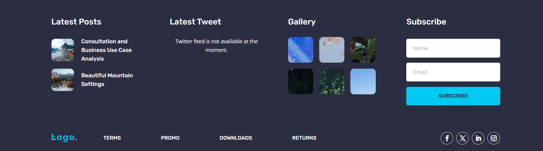 Divi Bricks footer layout example 3