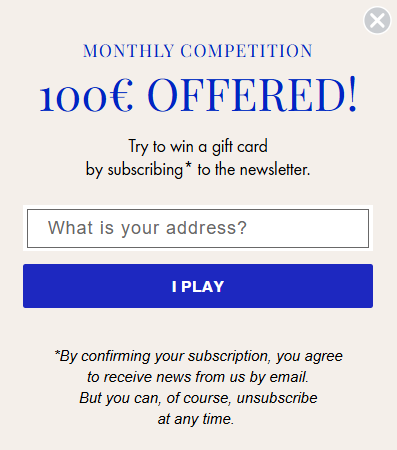 Gamified popup example