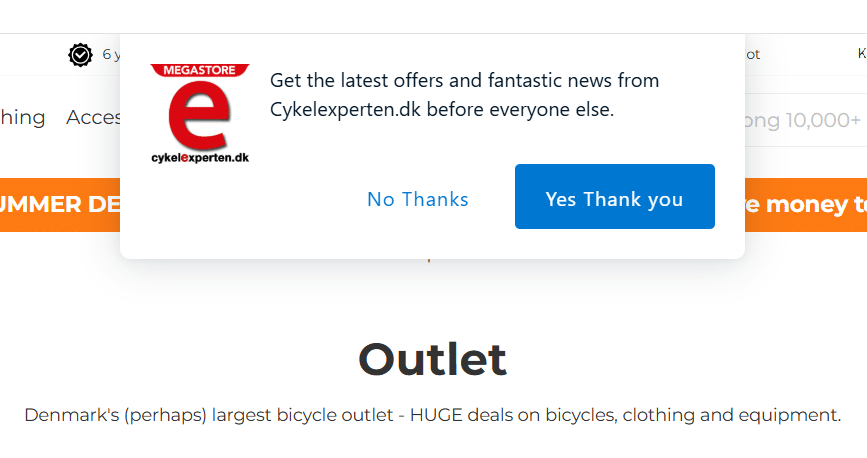 Slide-in popup example