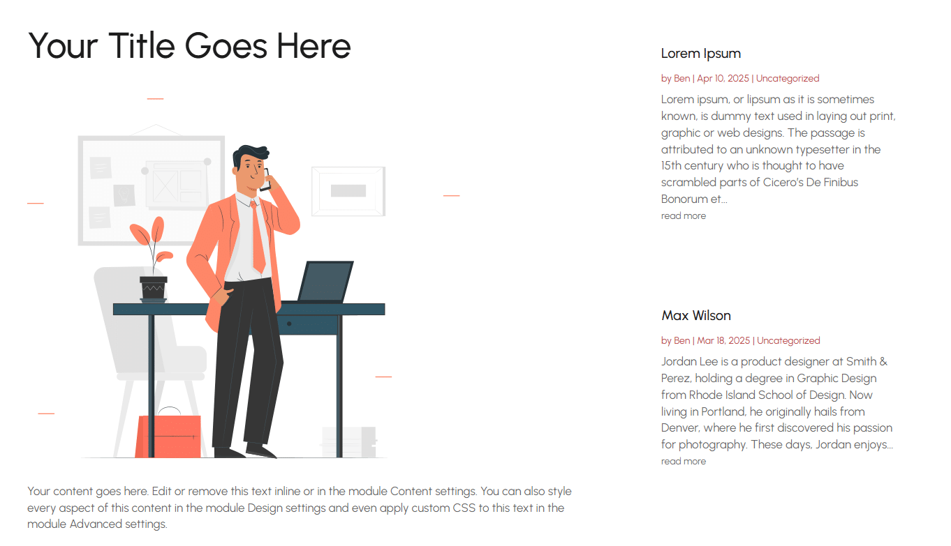 Two column blog layout example