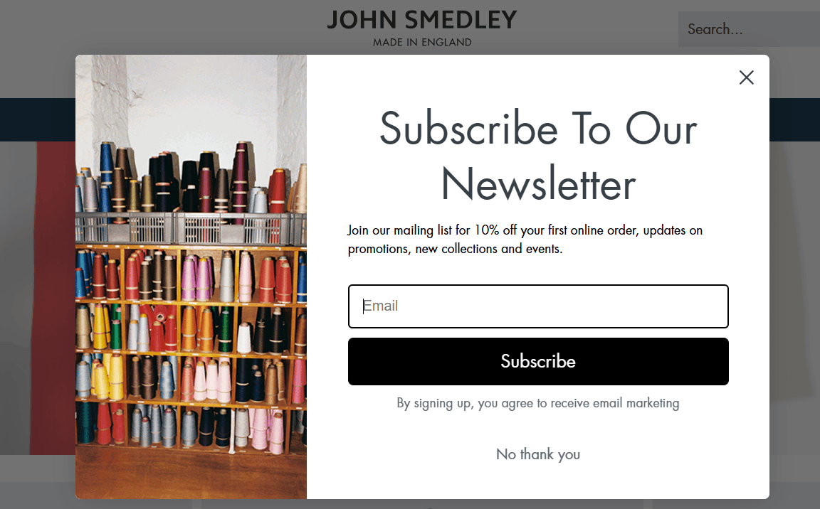 Welcome popup example