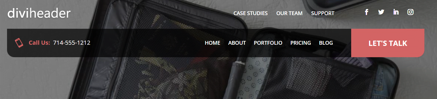 Divi Life Header Layout example 1