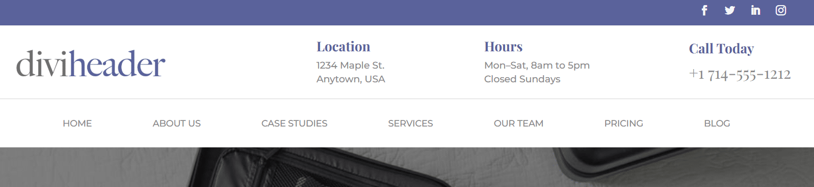 Divi Life Header Layout example 3