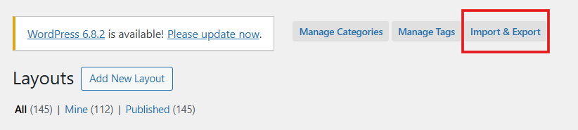 Divi’s Import & Export function