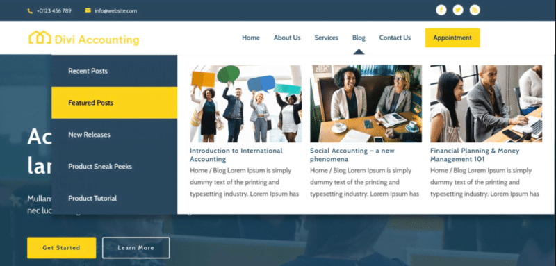 Divi Mega Pro mega menu example