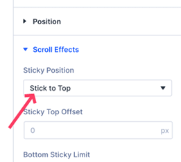 Sticking header to top position