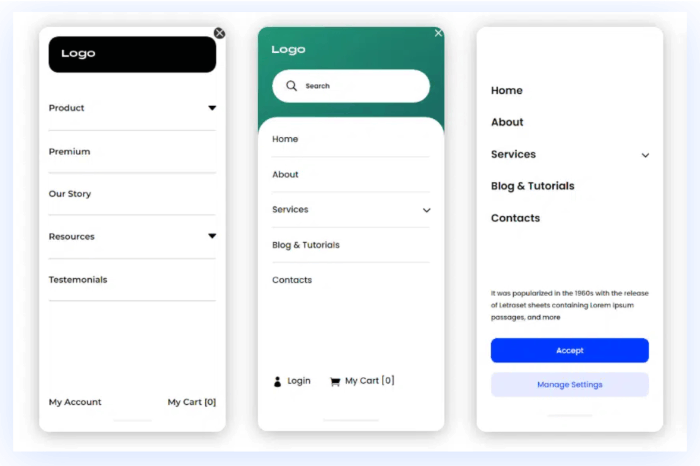Divi Mobile Menu plugin layout examples