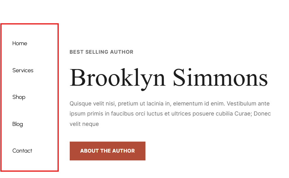 Native Divi vertical menu example
