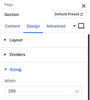 Section settings for global header