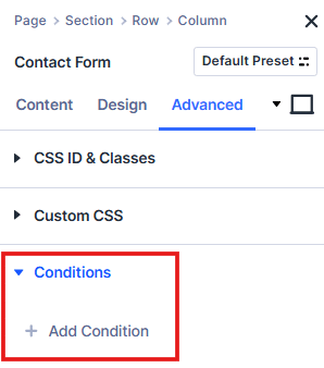 Navigating to Conditions