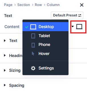 Selecting device for granular customization