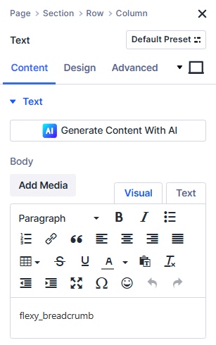 Flexy Breadcrumb backend