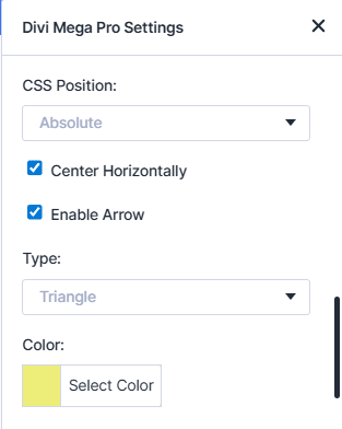 Adding arrow graphic via Mega Pro settings