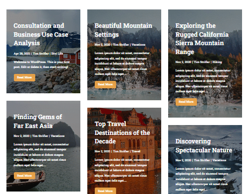 Divi Bricks sample blog layout