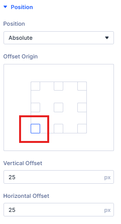 Configuring absolute positioning for CTA button settings