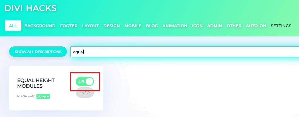 Enabling Equal Height Modules