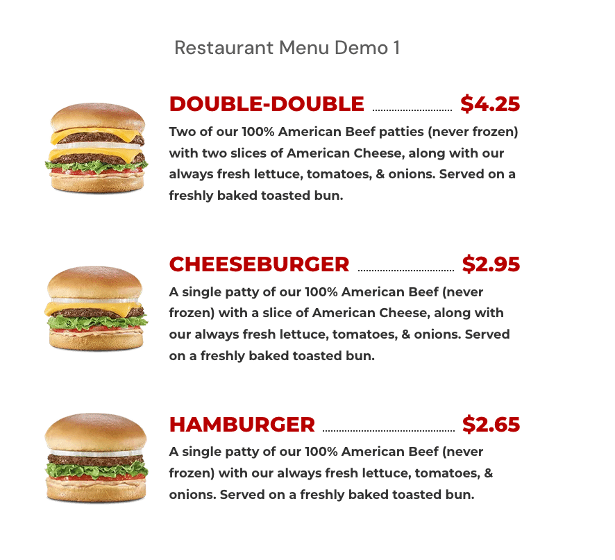 Divi Modules Pro restaurant menu module
