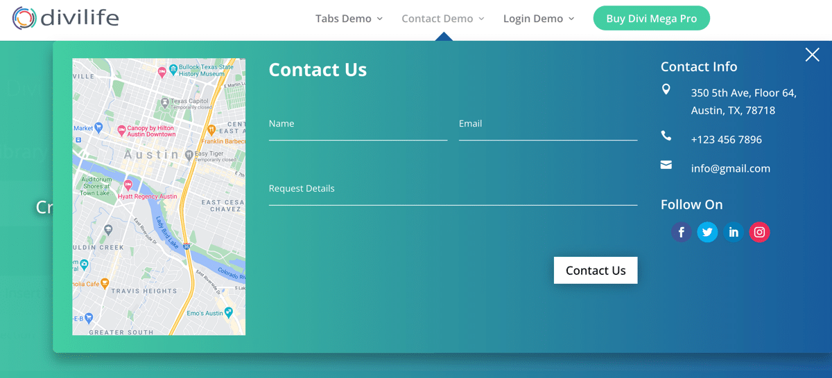 Divi Mega Pro sample