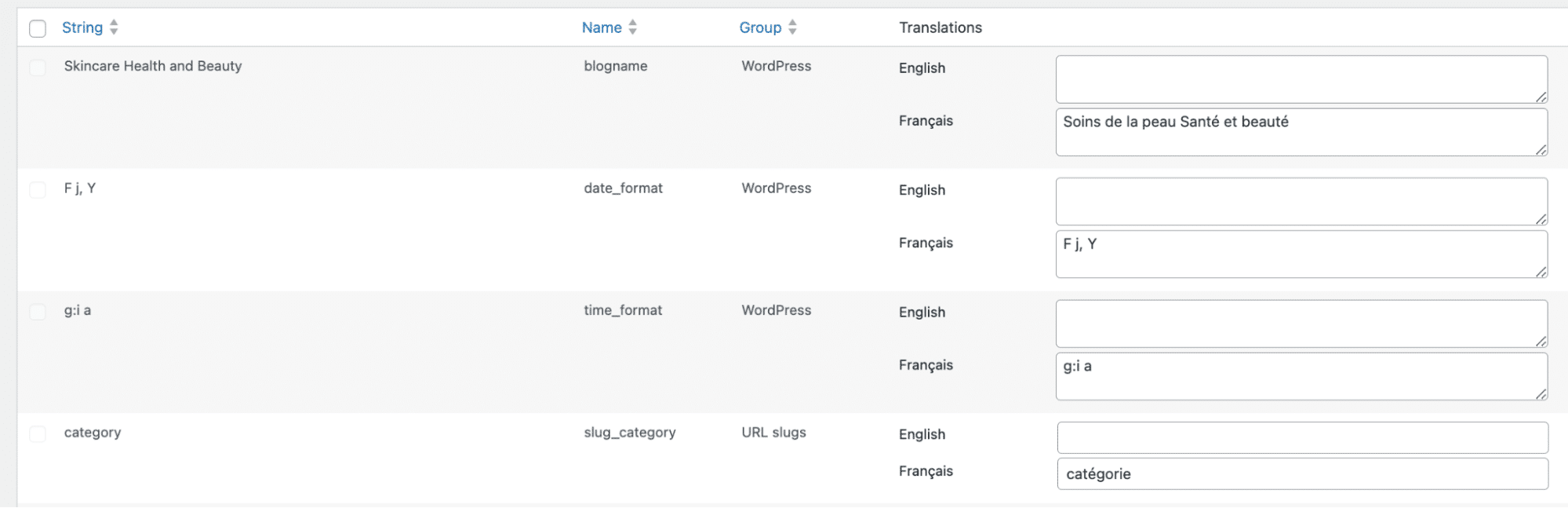 Polylang translation management