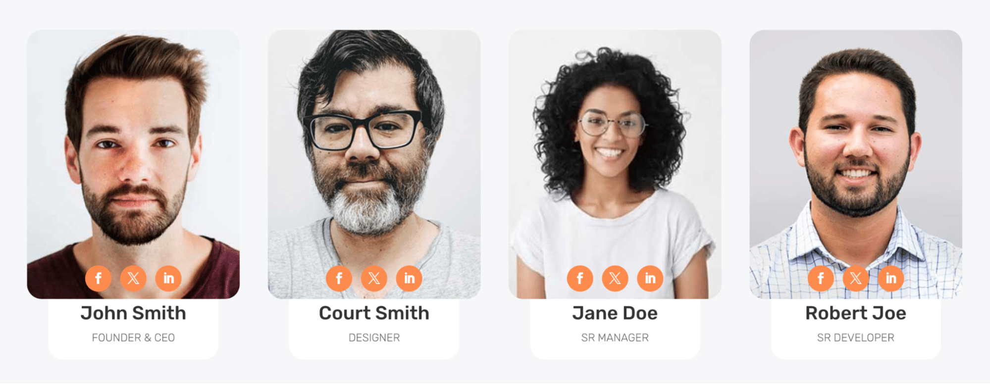 Divi Bricks team members section brick