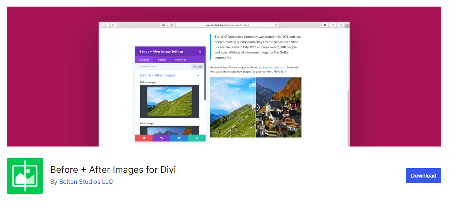 Before + After Images for Divi homepage
