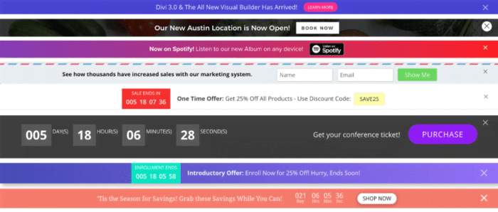 Divi Bars examples