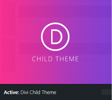 Activated free blank Divi child theme