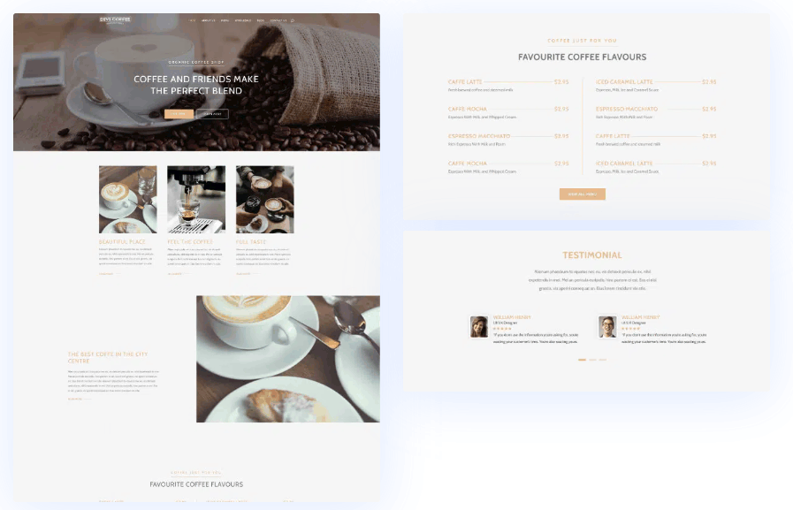 Divi Life Divi Coffee sample pages