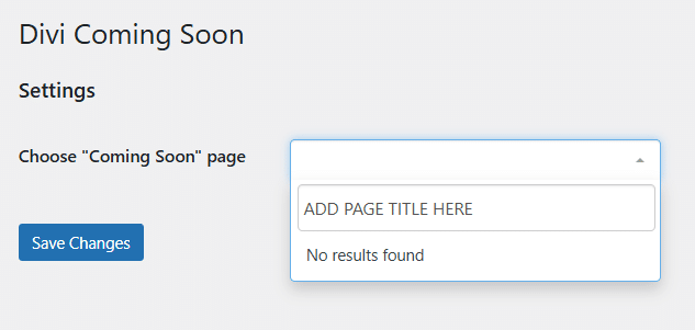 Coming Soon configuration