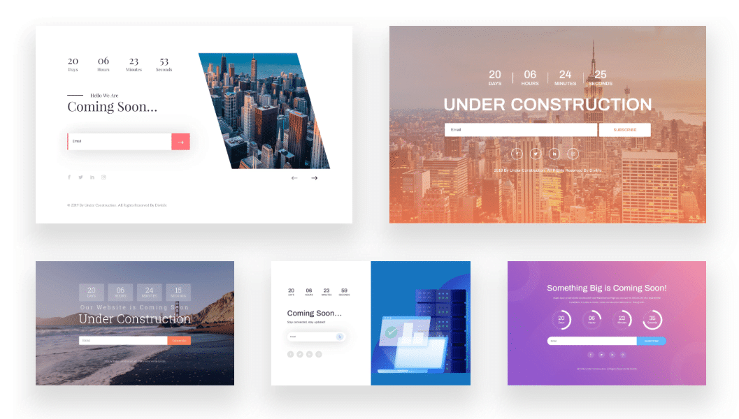Divi Coming Soon Layout examples