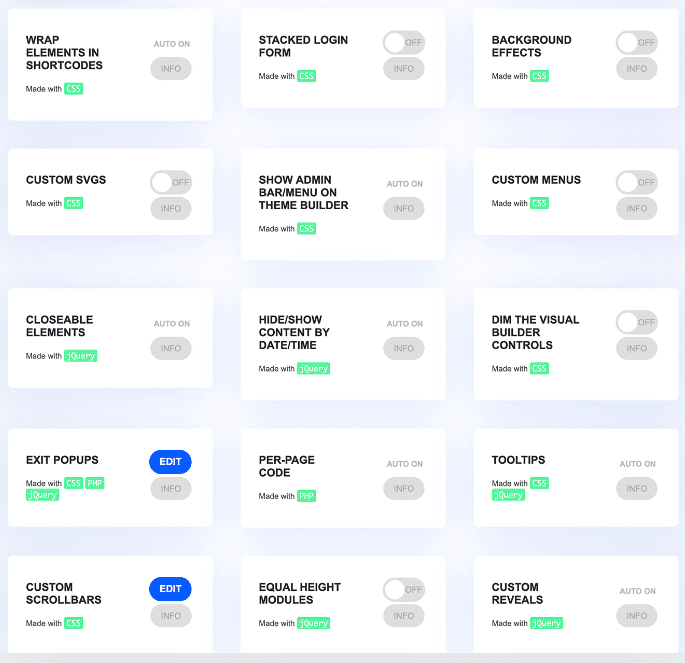 Divi Hacks design options