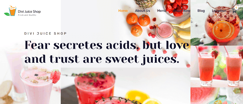Divi Juice Shop theme
