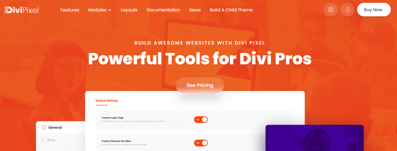 Divi Pixel homepage