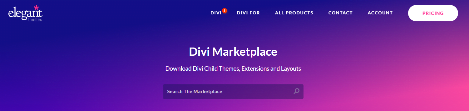Elegant Themes Marketplace homepage