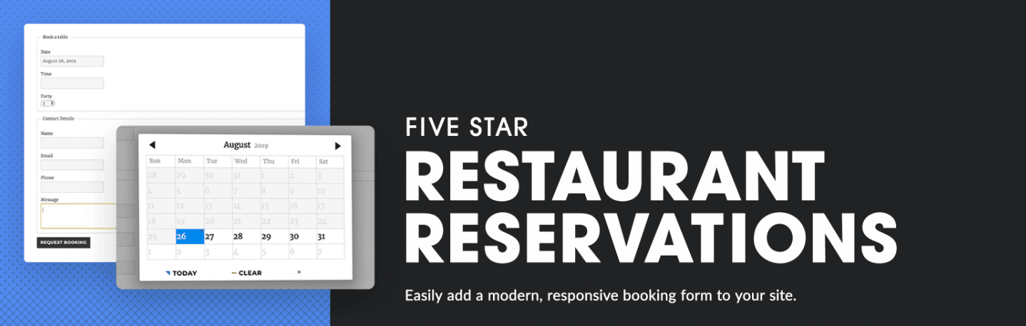 Five Star Restaurant Reservations booking plugin