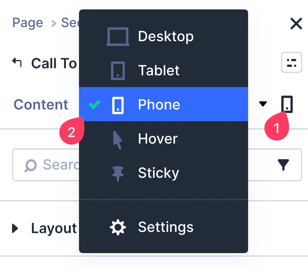 Changing responsiveness view in Divi