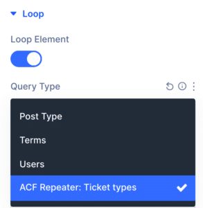 Selecting repeater field for Divi Loop Builder